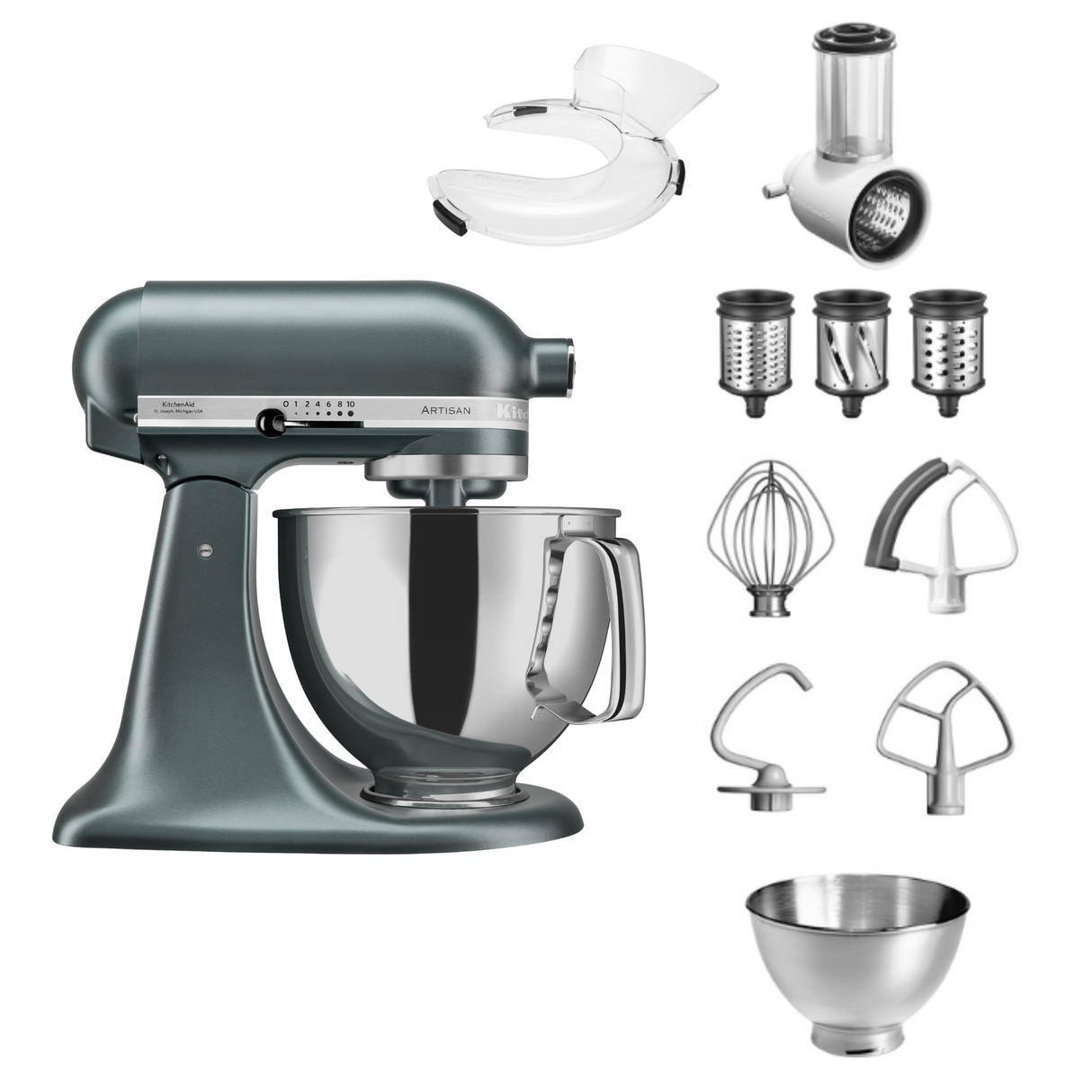 KitchenAid 4,8 L 5KSM175 Artisan Küchenmaschine Beginnerset mit Gemüseschneider