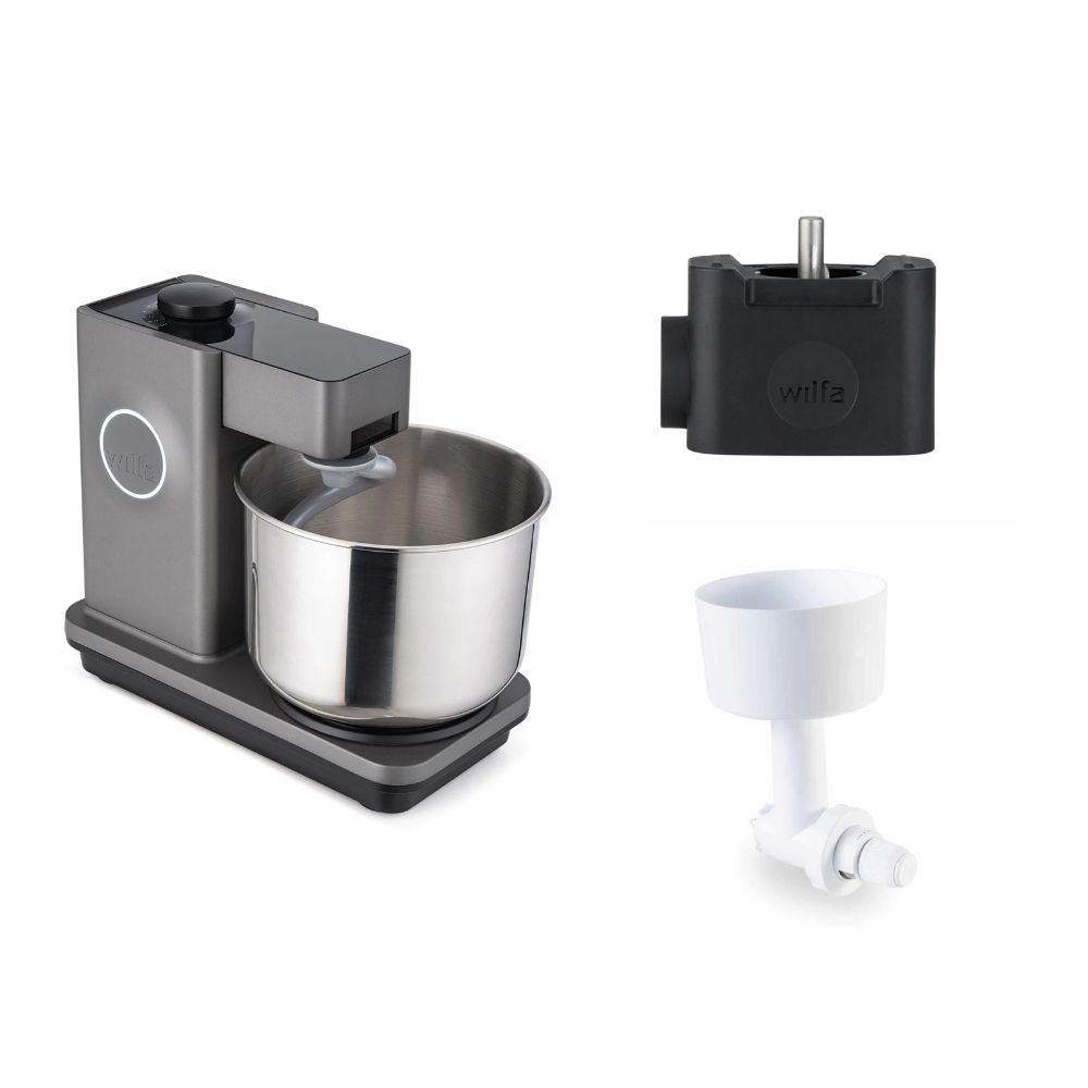 Wilfa Küchenmaschine Probaker KM1GY-70 grau + Tool Adapter + Messerschmidt Mahlvorsatz