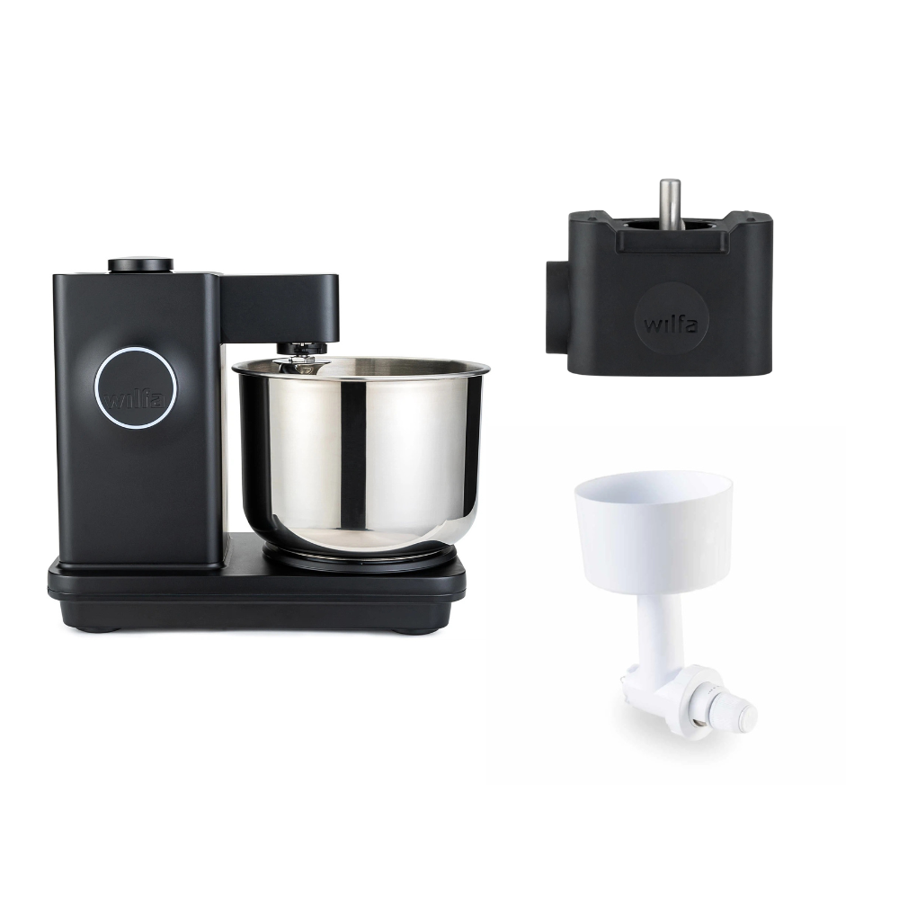 Wilfa Küchenmaschine Probaker Timer KM2BS-T70 schwarz + Tool Adapter + Messerschmidt Mahlvorsatz