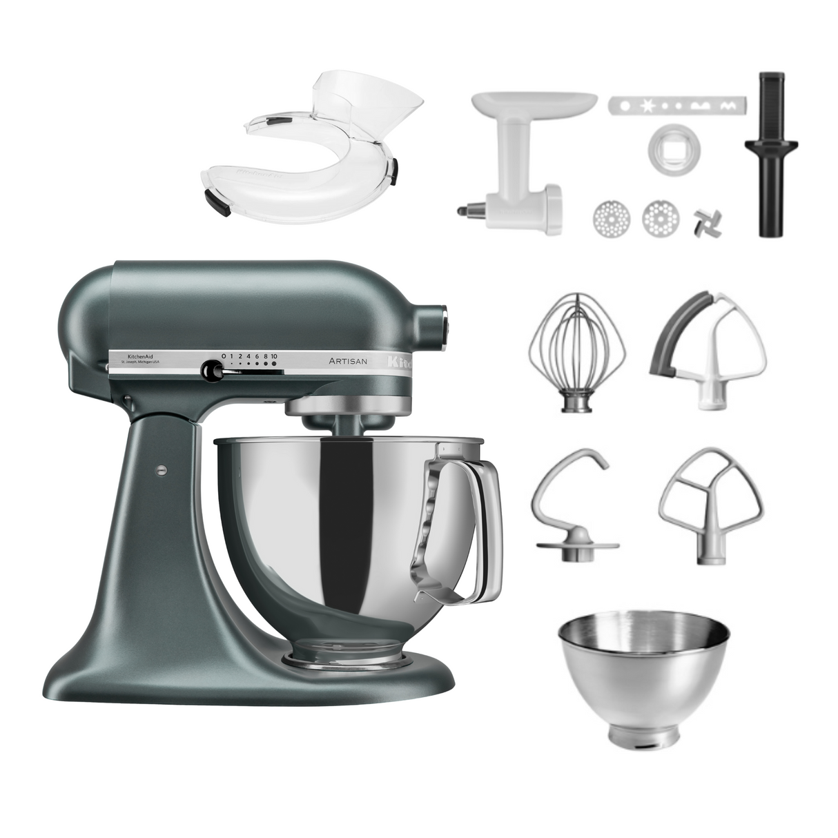 KitchenAid 4,8 L 5KSM175 Artisan Küchenmaschine Cookielover mit Fleischwolf+Spritzgebäckvorsatz