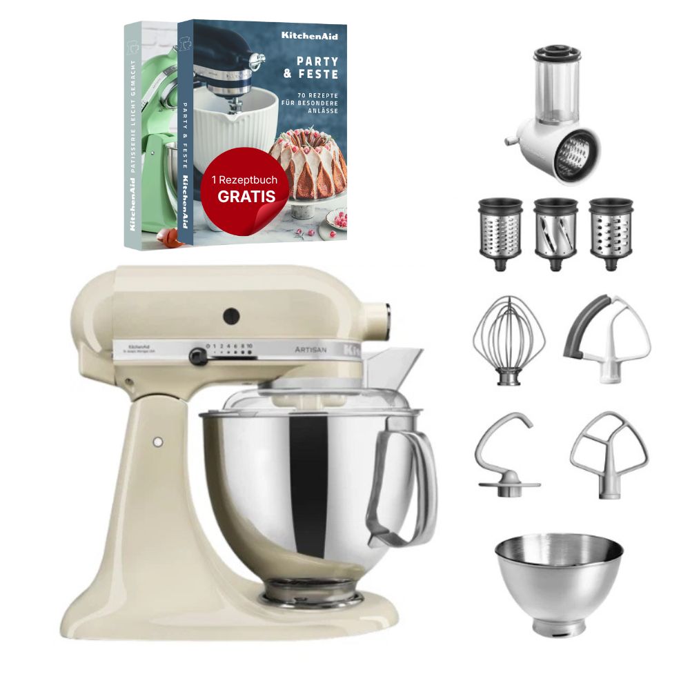 KitchenAid 4,8 L 5KSM175 Artisan Küchenmaschine Beginnerset mit Gemüseschneider
