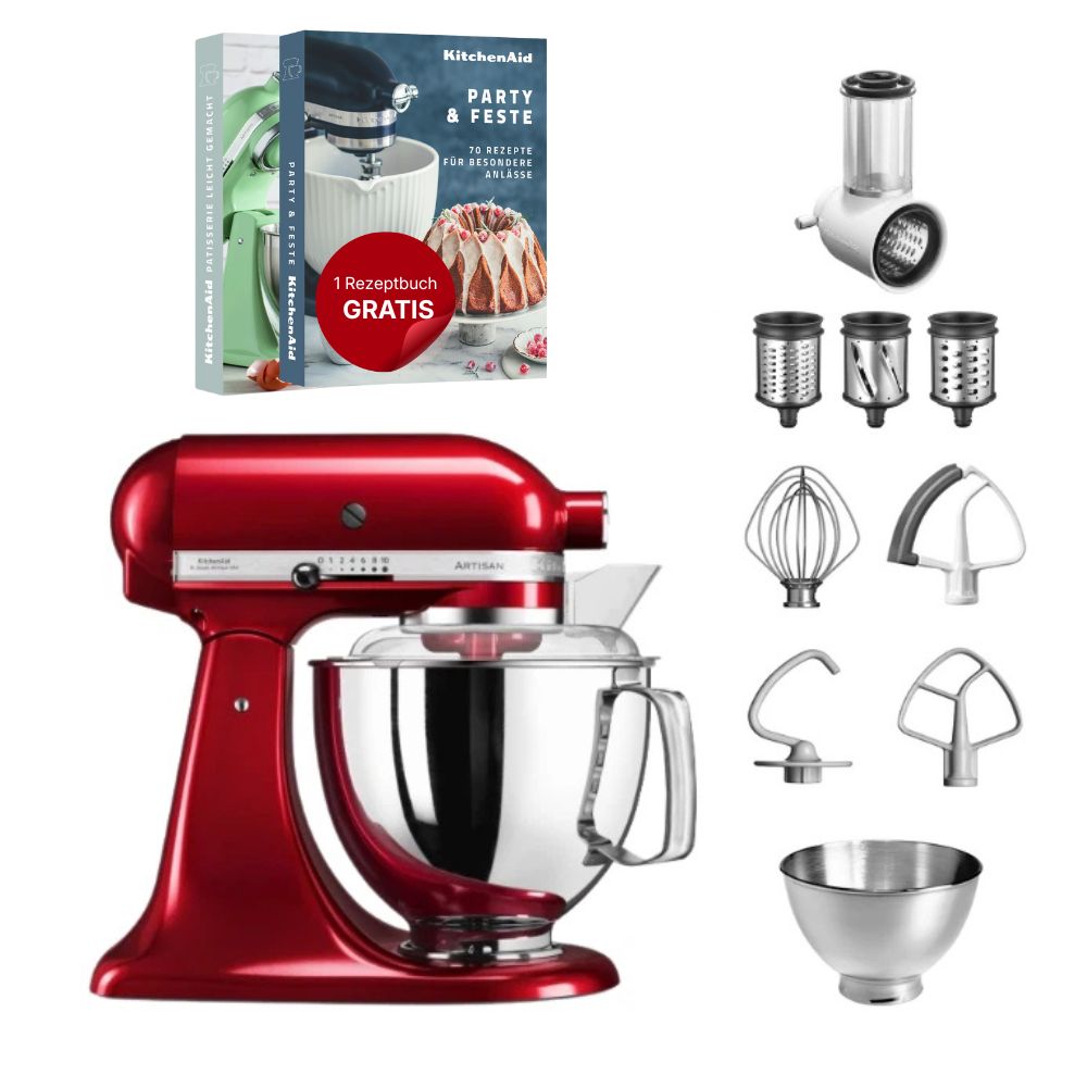 KitchenAid 4,8 L 5KSM175 Artisan Küchenmaschine Beginnerset mit Gemüseschneider