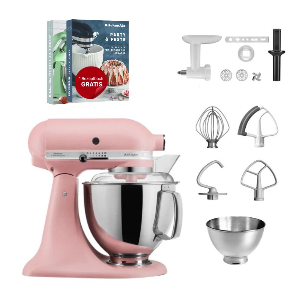 KitchenAid 4,8 L 5KSM175 Artisan Küchenmaschine Cookielover mit Fleischwolf+Spritzgebäckvorsatz