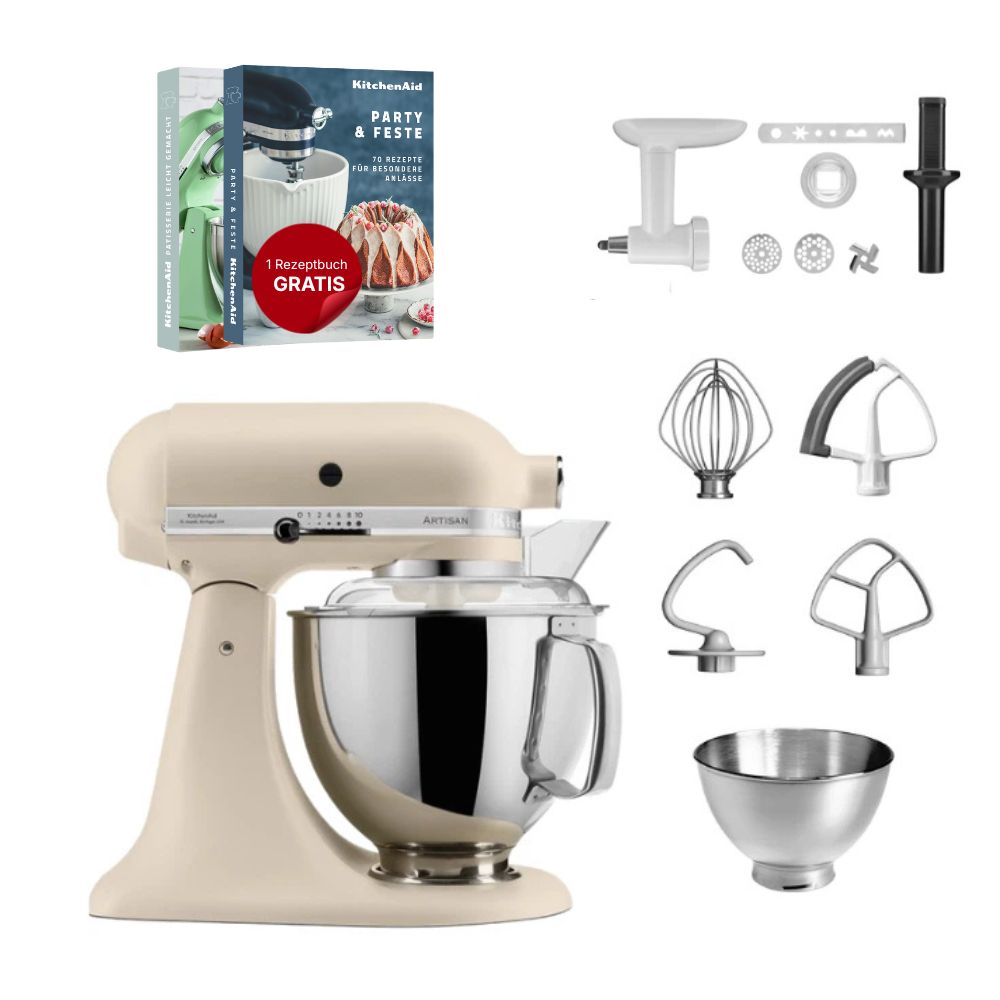 KitchenAid 4,8 L 5KSM175 Artisan Küchenmaschine Cookielover mit Fleischwolf+Spritzgebäckvorsatz