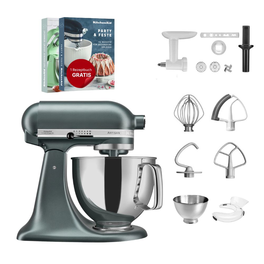 KitchenAid 4,8 L 5KSM175 Artisan Küchenmaschine Cookielover mit Fleischwolf+Spritzgebäckvorsatz