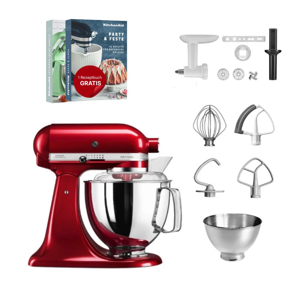 KitchenAid 4,8 L 5KSM175 Artisan Küchenmaschine Cookielover mit Fleischwolf+Spritzgebäckvorsatz