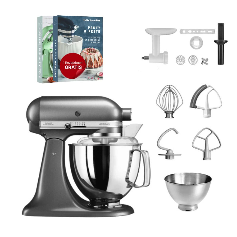 KitchenAid 4,8 L 5KSM175 Artisan Küchenmaschine Cookielover mit Fleischwolf+Spritzgebäckvorsatz
