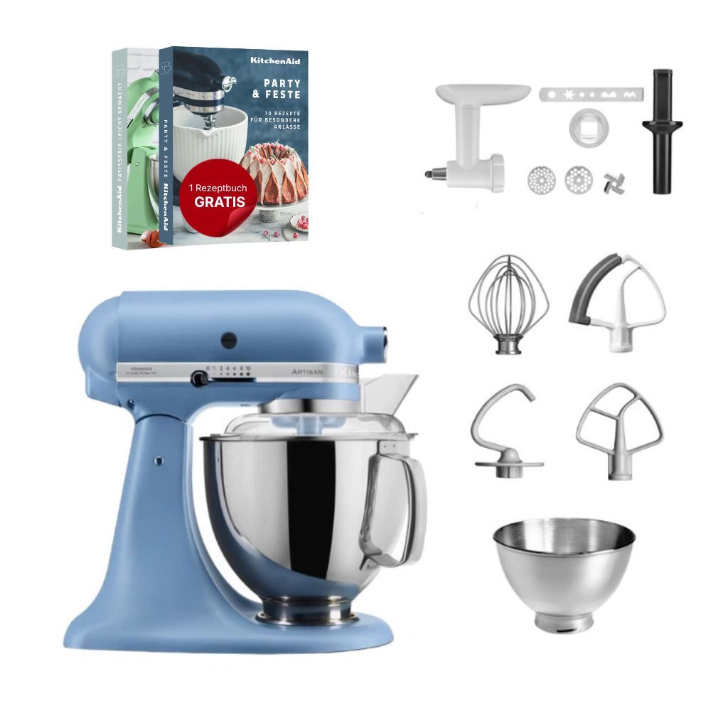 KitchenAid 4,8 L 5KSM175 Artisan Küchenmaschine Cookielover mit Fleischwolf+Spritzgebäckvorsatz
