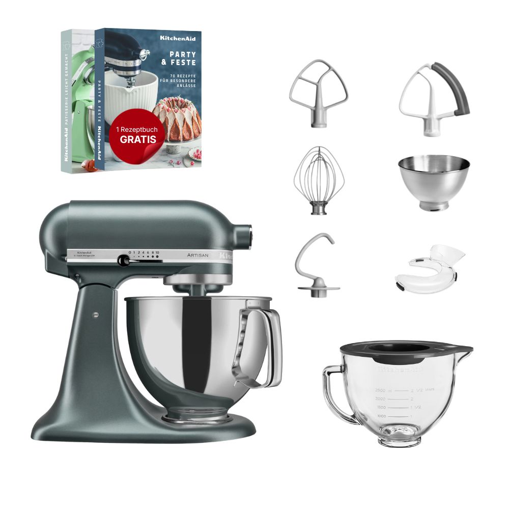 KitchenAid 4,8 L 5KSM175 Artisan Küchenmaschine Glasset mit Glasschüssel