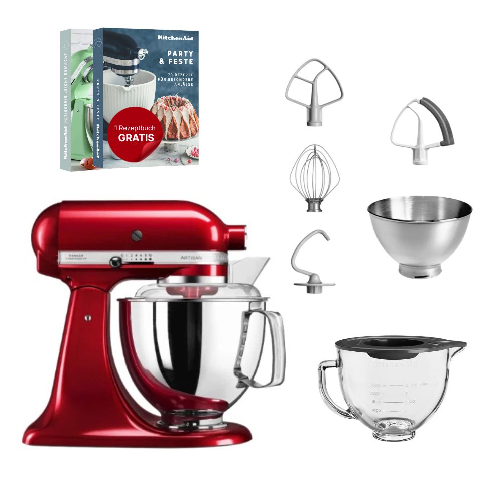 KitchenAid 4,8 L 5KSM175 Artisan Küchenmaschine Glasset mit Glasschüssel