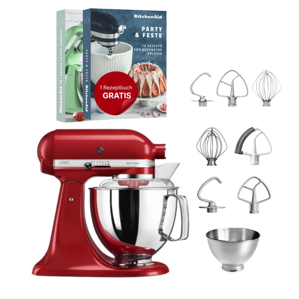 KitchenAid 4,8 L 5KSM175 Artisan Küchenmaschine Steellover mit Edelstahl-Werkzeugen