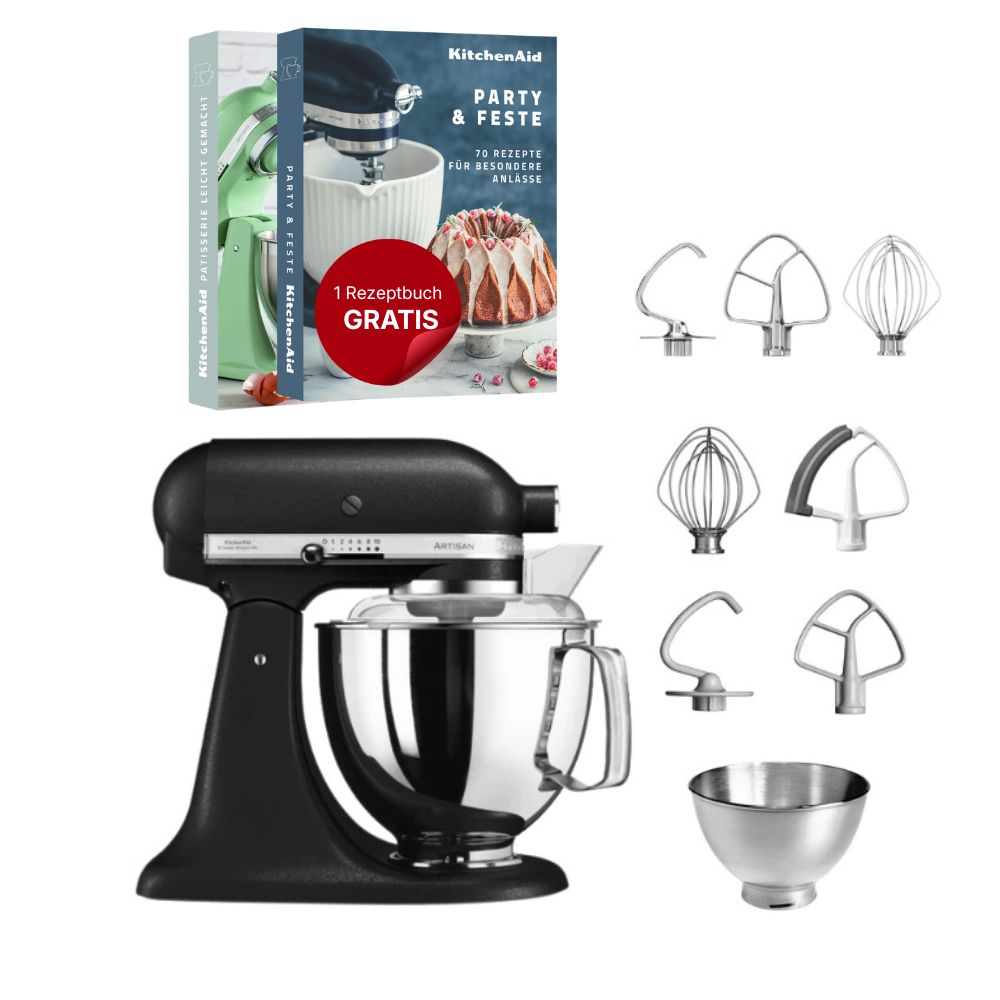 KitchenAid 4,8 L 5KSM175 Artisan Küchenmaschine Steellover mit Edelstahl-Werkzeugen