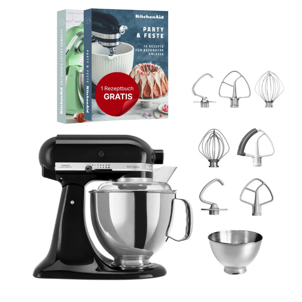 KitchenAid 4,8 L 5KSM175 Artisan Küchenmaschine Steellover mit Edelstahl-Werkzeugen