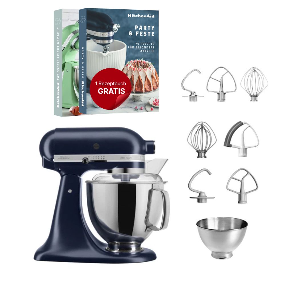 KitchenAid 4,8 L 5KSM175 Artisan Küchenmaschine Steellover mit Edelstahl-Werkzeugen