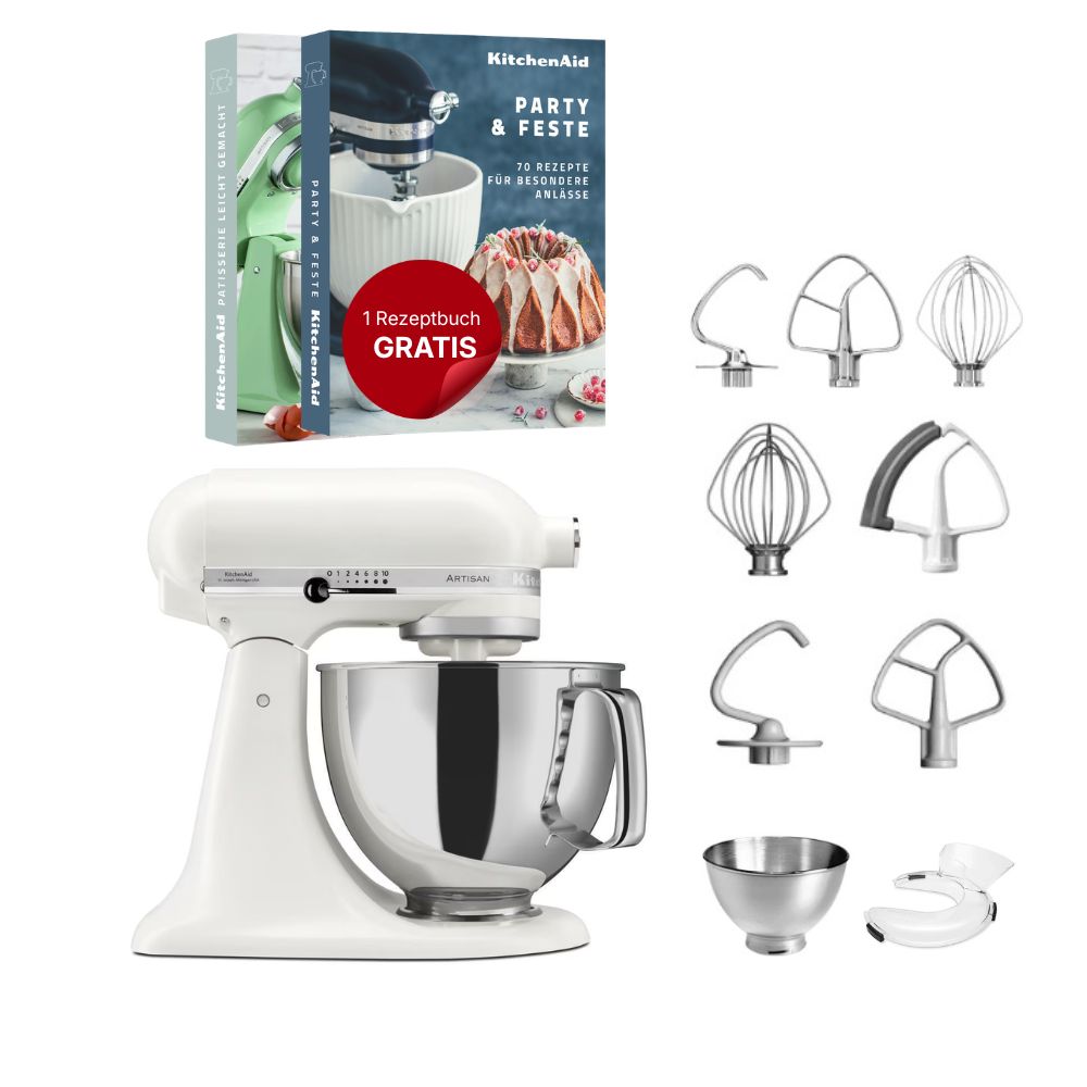 KitchenAid 4,8 L 5KSM175 Artisan Küchenmaschine Steellover mit Edelstahl-Werkzeugen