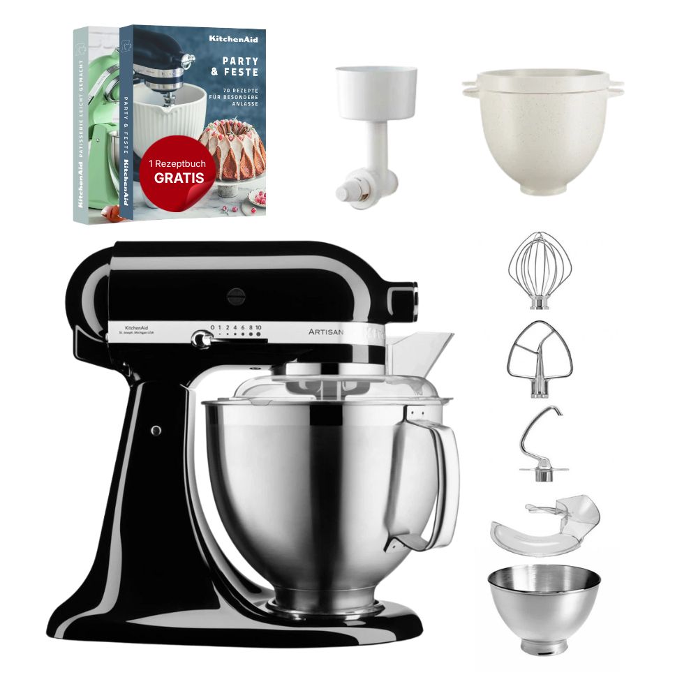 KitchenAid 4,8 L 5KSM185 Artisan Küchenmaschine Breadlover Messerschmidt Getreidemühlenvorsatz, Brotbackschüssel