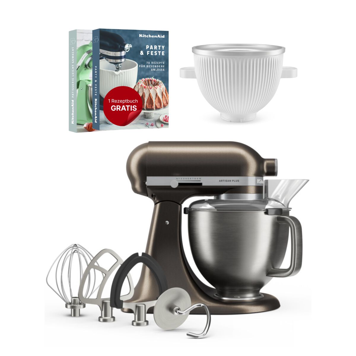 KitchenAid 4,7 L 5KSM50 Artisan Plus Küchenmaschine Icelover mit Eiszubereiter