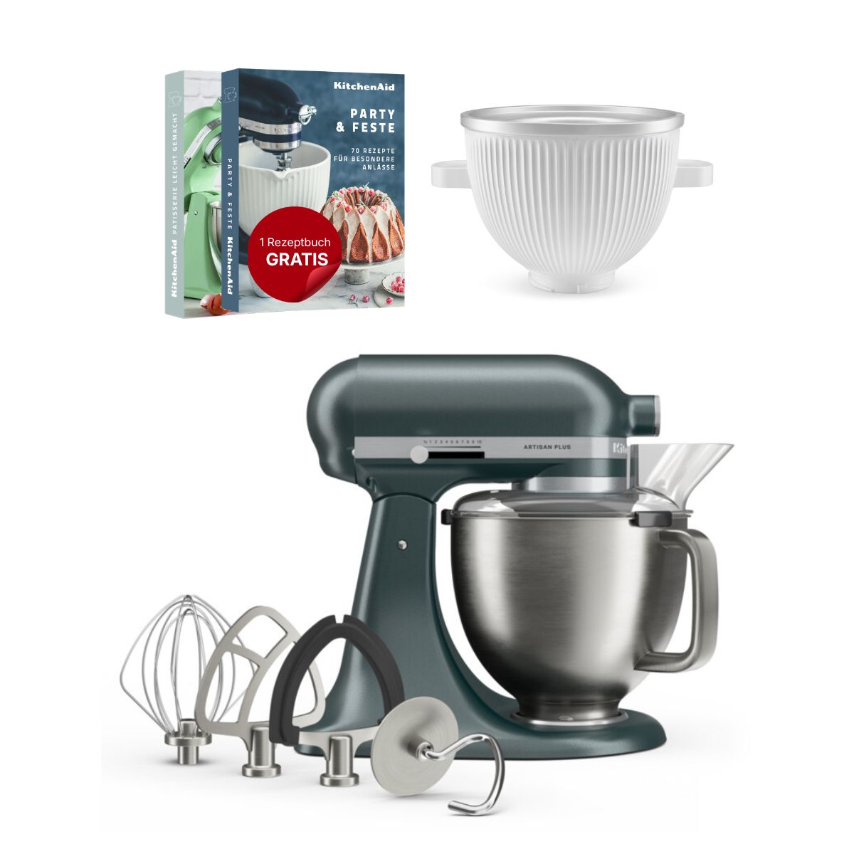 KitchenAid 4,7 L 5KSM50 Artisan Plus Küchenmaschine Icelover mit Eiszubereiter