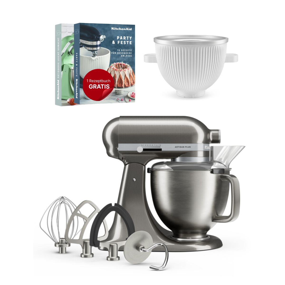 KitchenAid 4,7 L 5KSM50 Artisan Plus Küchenmaschine Icelover mit Eiszubereiter