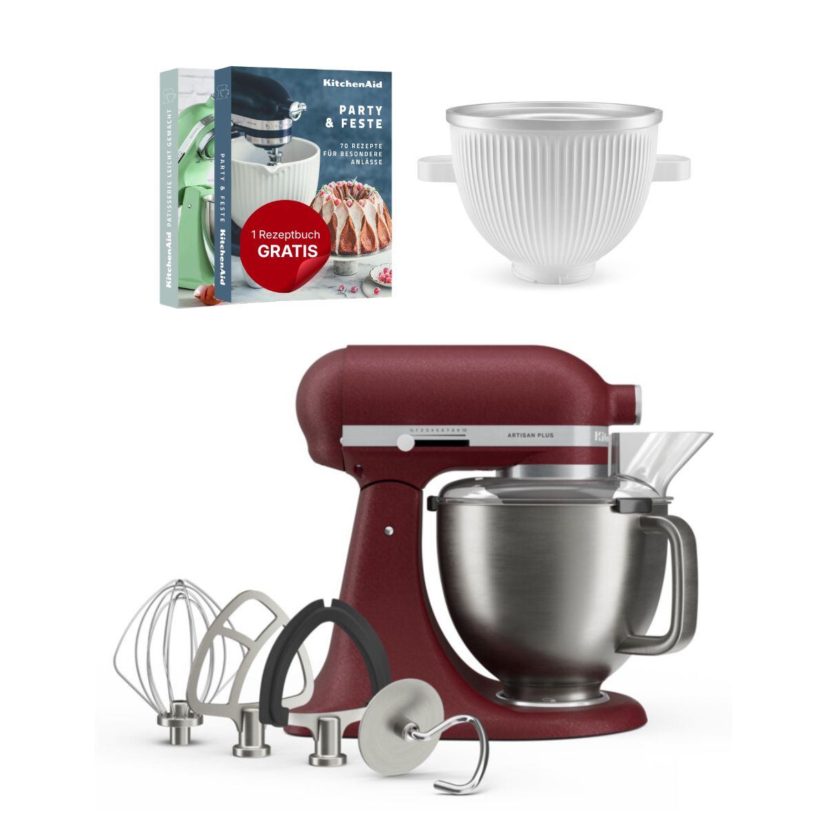 KitchenAid 4,7 L 5KSM50 Artisan Plus Küchenmaschine Icelover mit Eiszubereiter
