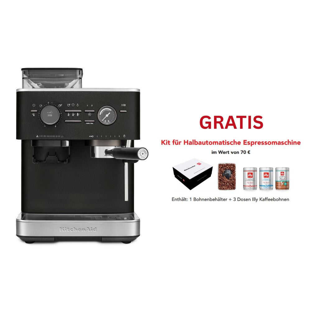 KitchenAid halbautomatische Espressomaschine mit Gratmahlwerk 5KES6551 inkl. GRATIS Illy Exploration Kit