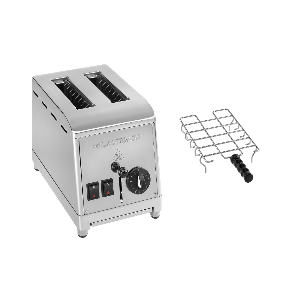 Milantoast Edelstahltoaster mit Brötchenaufsatz