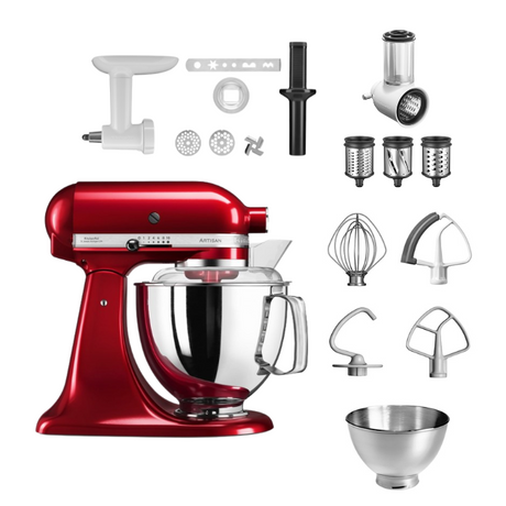 KitchenAid 4,8 L 5KSM175 Artisan Küchenmaschine Allrounderset mit Gemüseschneider+Fleischwolf+Spritzgebäckvorsatz