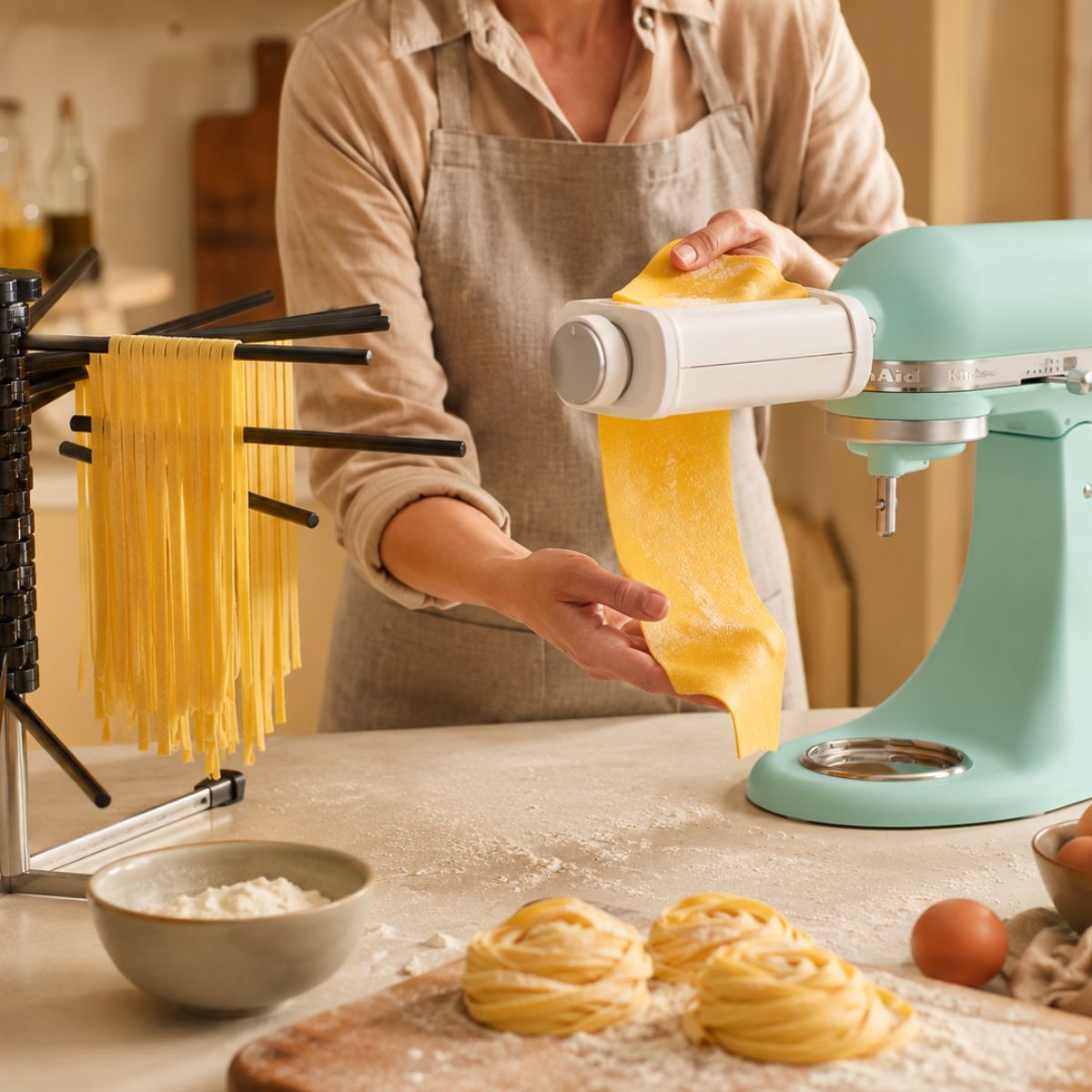 KitchenAid 3-in-1-Nudelvorsatz + GEFU Pastatrockner Diverso