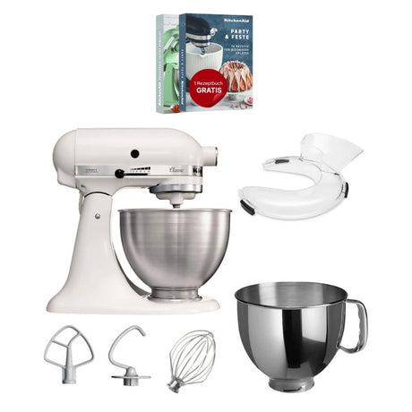 KitchenAid 4,3 L 5K45SS Classic Küchenmaschine Set 2 + Schüssel 4,8 L + Spritzschutz