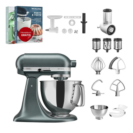 KitchenAid 4,8 L 5KSM175 Artisan Küchenmaschine Allrounderset mit Gemüseschneider+Fleischwolf+Spritzgebäckvorsatz