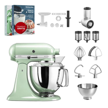 KitchenAid 4,8 L 5KSM175 Artisan Küchenmaschine Allrounderset mit Gemüseschneider+Fleischwolf+Spritzgebäckvorsatz