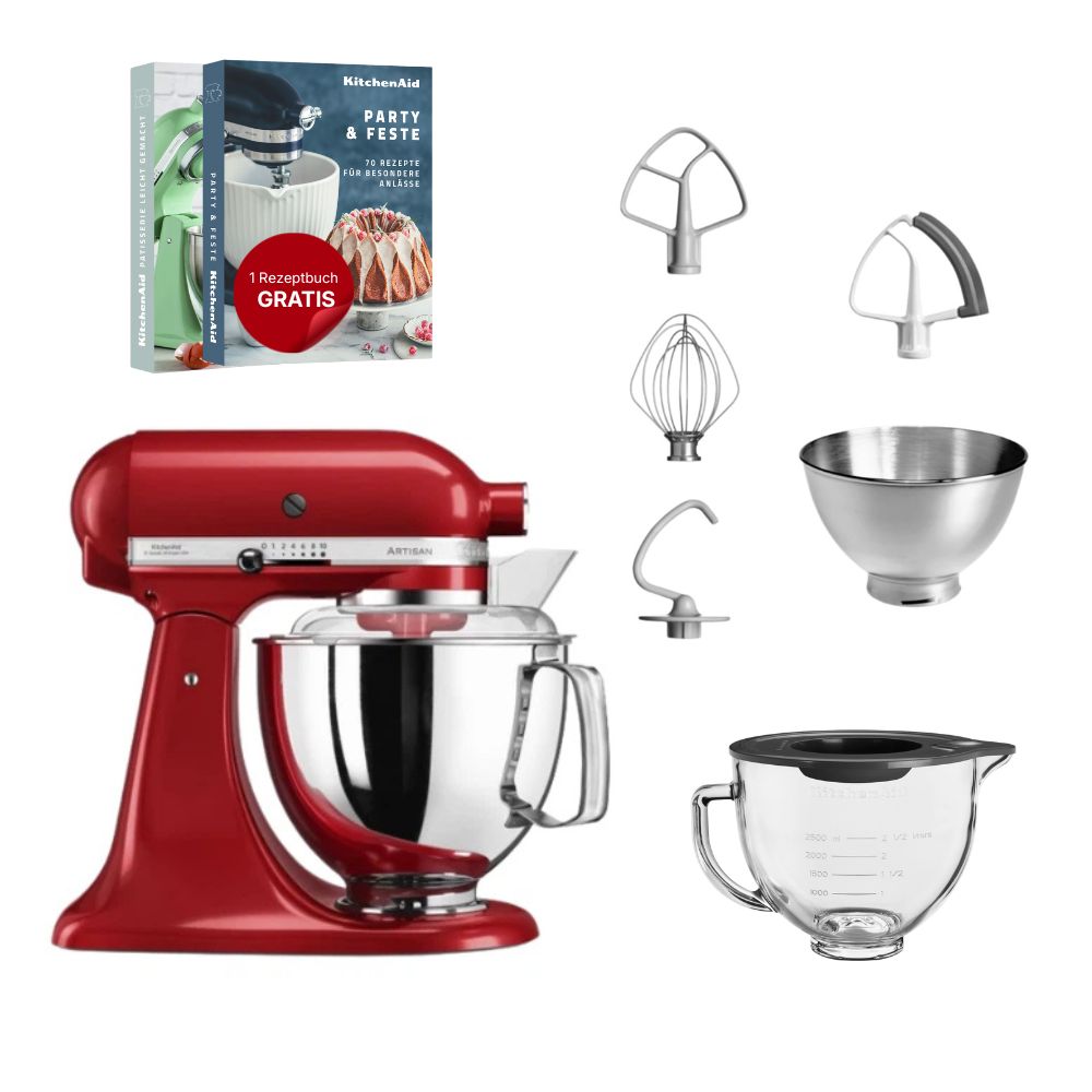 KitchenAid 4,8 L 5KSM175 Artisan Küchenmaschine Glasset mit Glasschüssel