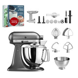 KitchenAid 4,8 L 5KSM175 Artisan Küchenmaschine Meatlover mit Ganzmetall- Fleischwolf und Spritzgebäckvorsatz