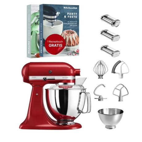 KitchenAid 4,8 L 5KSM175 Artisan Küchenmaschine Pastalover mit Nudelwalzen 3er- Set