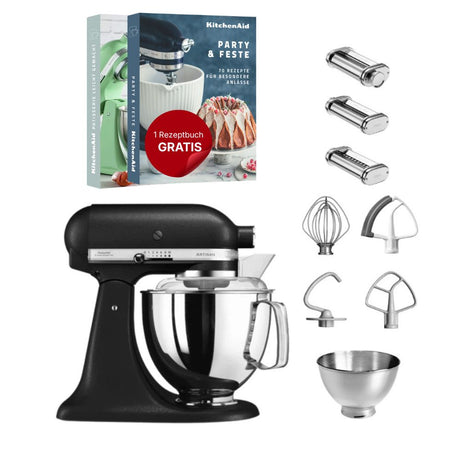 KitchenAid 4,8 L 5KSM175 Artisan Küchenmaschine Pastalover mit Nudelwalzen 3er- Set