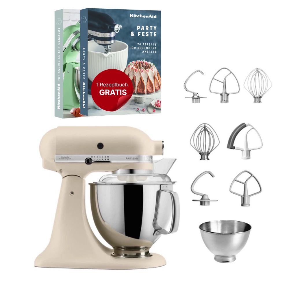 KitchenAid 4,8 L 5KSM175 Artisan Küchenmaschine Steellover mit Edelstahl-Werkzeugen