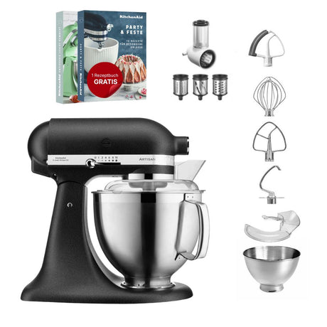 KitchenAid 4,8 L 5KSM185 Artisan Küchenmaschine Beginnerset Artisan Gemüseschneider+Flexirührer