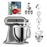 KitchenAid 4,8 L 5KSM185 Artisan Küchenmaschine Beginnerset Artisan Gemüseschneider+Flexirührer