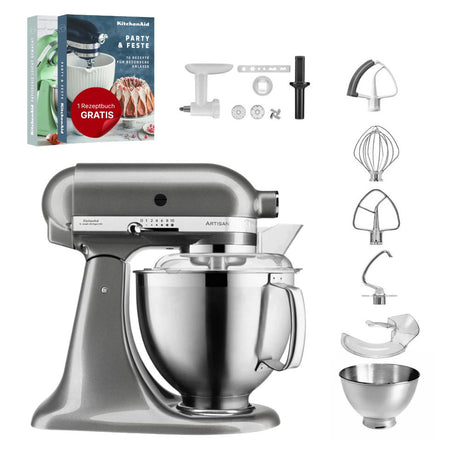 KitchenAid 4,8 L 5KSM185 Artisan Küchenmaschine Cookielover Artisan Fleischwolf+Spritzgebäck+Flexirührer