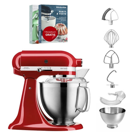 KitchenAid 4,8 L 5KSM185 Artisan Küchenmaschine Flexiset Artisan + Flexirührer