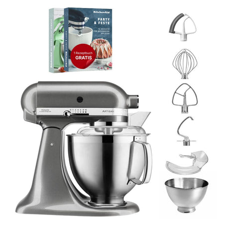 KitchenAid 4,8 L 5KSM185 Artisan Küchenmaschine Flexiset Artisan + Flexirührer
