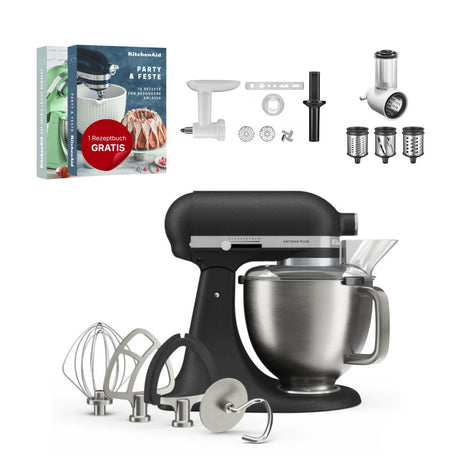 KitchenAid 4,7 L 5KSM50 Artisan Plus Küchenmaschine Allrounderset mit Gemüseschneider + Fleischwolf + Spritzgebäckvorsatz