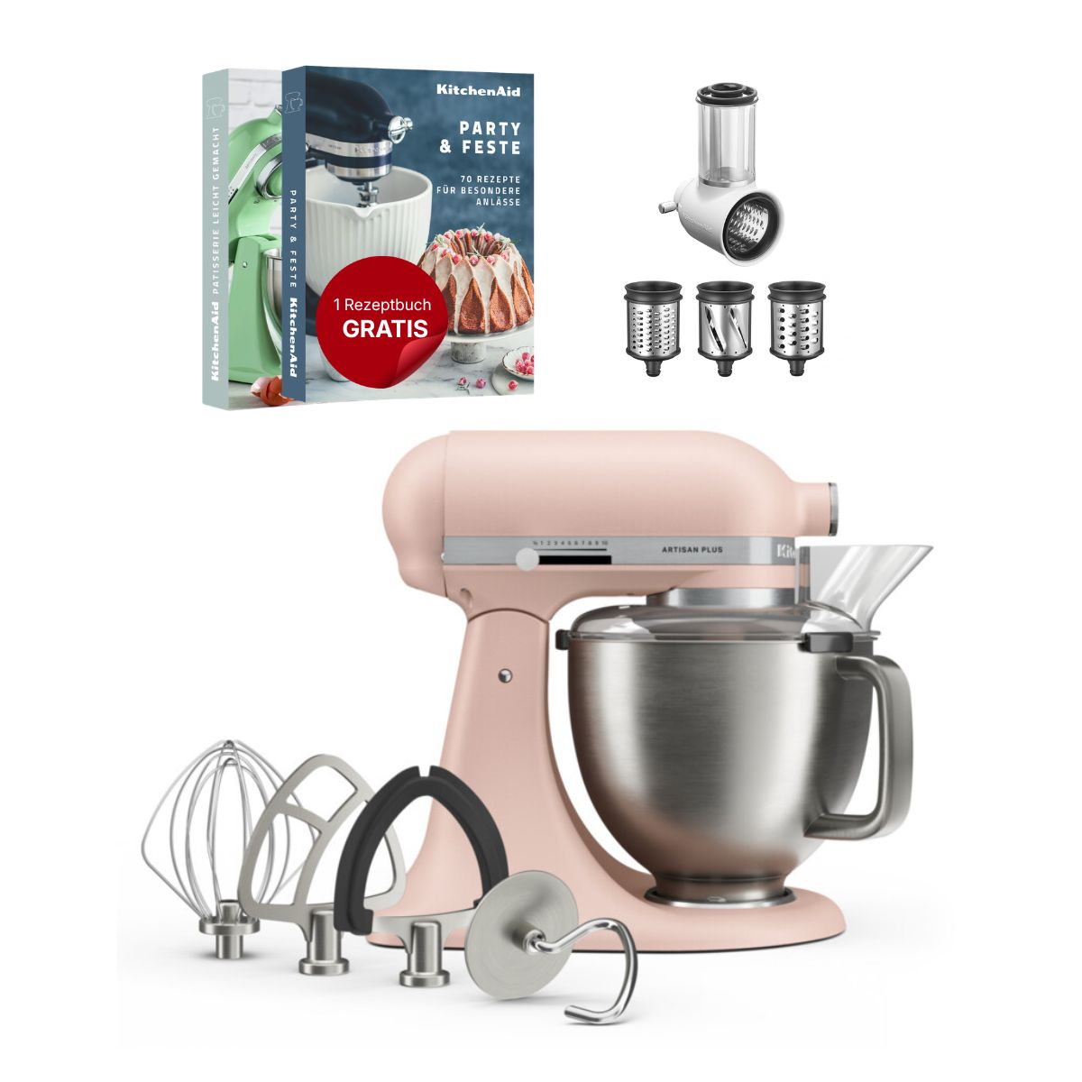 KitchenAid 4,7 L 5KSM50 Artisan Plus Küchenmaschine Beginnerset mit Gemüseschneider