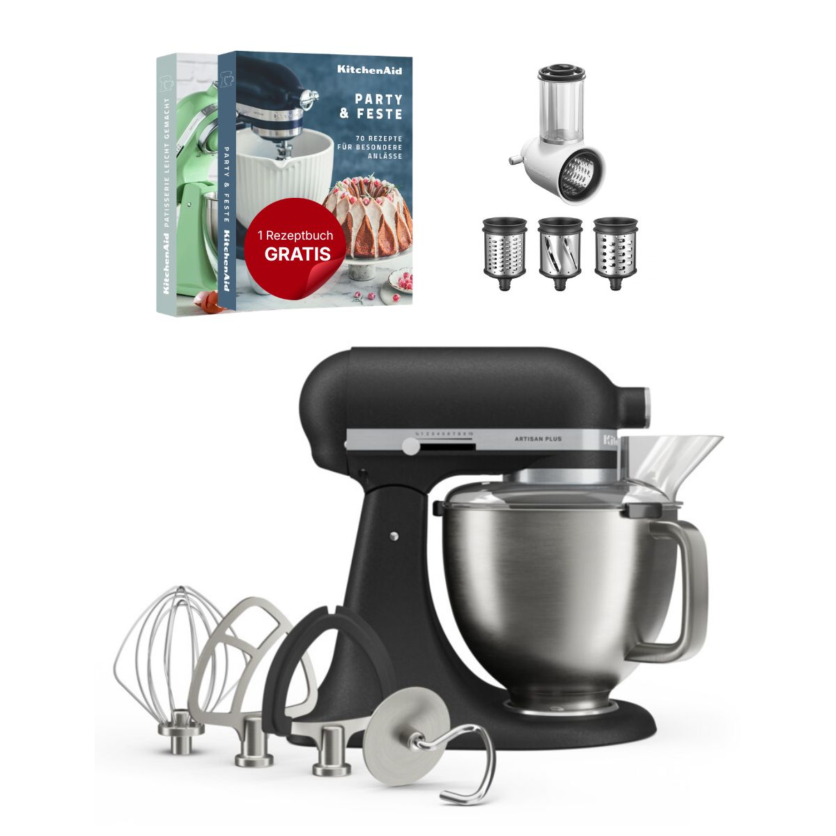 KitchenAid 4,7 L 5KSM50 Artisan Plus Küchenmaschine Beginnerset mit Gemüseschneider