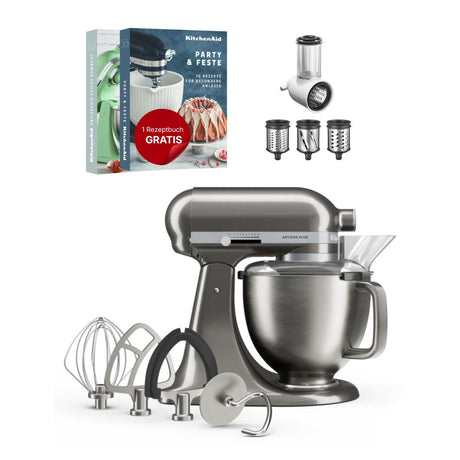 KitchenAid 4,7 L 5KSM50 Artisan Plus Küchenmaschine Beginnerset mit Gemüseschneider