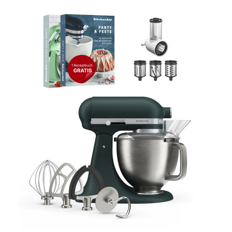 KitchenAid 4,7 L 5KSM50 Artisan Plus Küchenmaschine Beginnerset mit Gemüseschneider