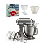 KitchenAid 4,7 L 5KSM50 Artisan Plus Küchenmaschine Breadlover mit Messerschmidt Getreidemühlenvorsatz + Brotbackschüssel