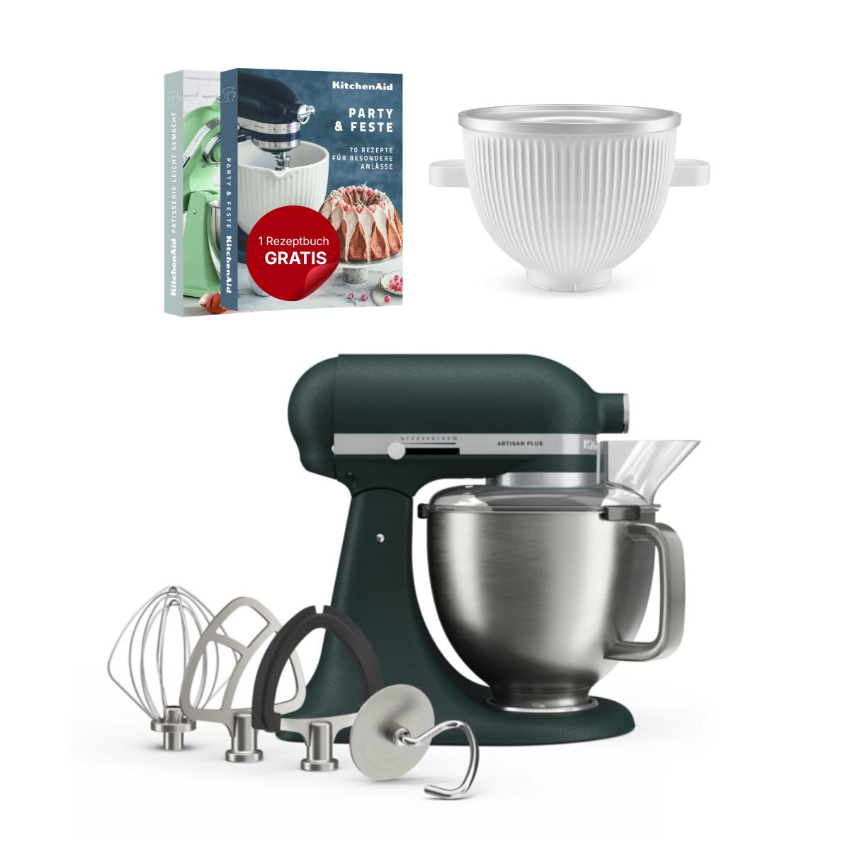 KitchenAid 4,7 L 5KSM50 Artisan Plus Küchenmaschine Icelover mit Eiszubereiter