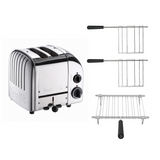 Dualit Toaster Paket 3, 2er Toaster mit zwei Sandwichzangen und Brötchenaufsatz