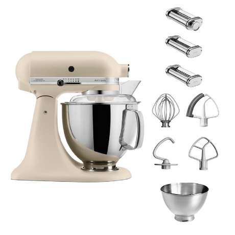 KitchenAid 4,8 L 5KSM175 Artisan Küchenmaschine Pastalover mit Nudelwalzen 3er- Set